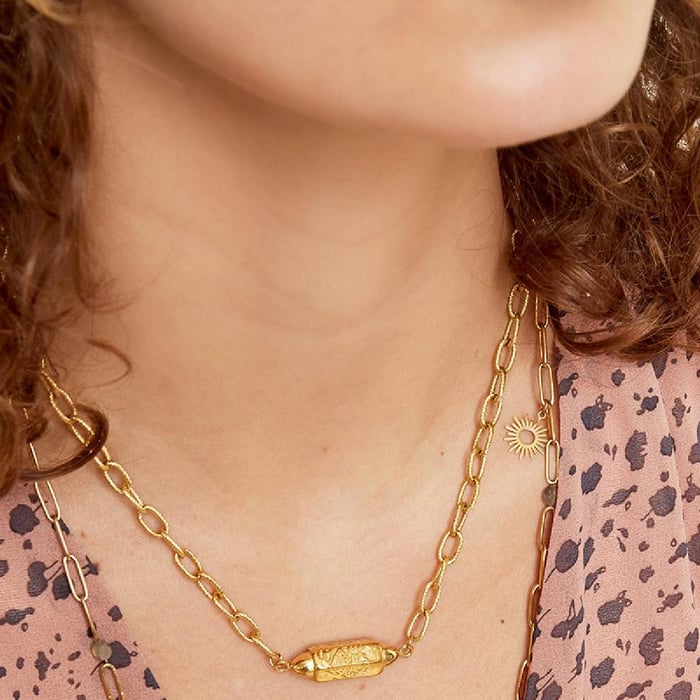 Necklace Pendant Happy Vibes Gold h5Picture4